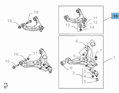 Right control arm for front upper suspension for Fiat and Fiat Professional