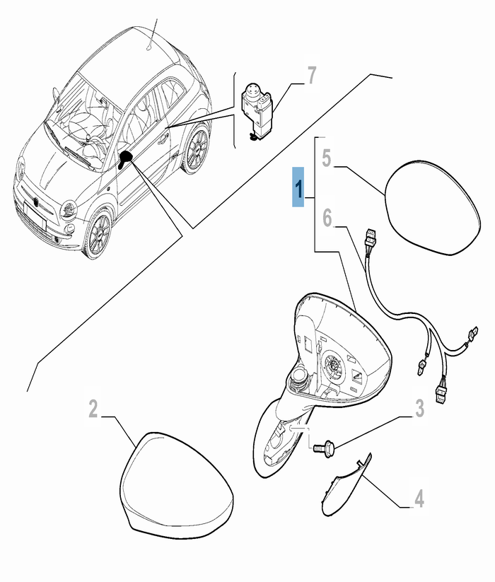 Fiat 500 wing mirror sale