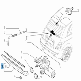 Fiat 500 back windscreen wiper top
